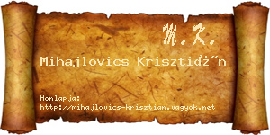 Mihajlovics Krisztián névjegykártya